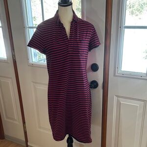 Frank & Eileen Red and Navy Striped Polo Dress